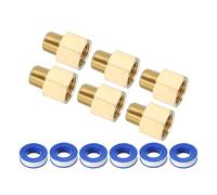 PATIKIL 4 Set Brass Pipe Fitting Hex Bushing with Sealing Tape, 3/8" NPT Female to 1/4" NPT Male Reducer Adapter Pipe Extension Fittings for Tub Spout Shower, Golden