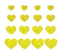 PATIKIL 4 Sizes Heart Rhinestone Patches, 16 Pcs Heart Shape Iron on Applique Patches Rhinestone Applique Glitter Crystal Patches Sewing for Shoes Clothes Pants Bags, Yellow