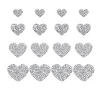PATIKIL 4 Sizes Heart Rhinestone Patches, 16 Pcs Heart Shape Iron on Applique Patches Rhinestone Applique Glitter Crystal Patches Sewing for Shoes Clothes Pants Bags, Silver White