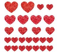 PATIKIL 4 Sizes Heart Rhinestone Patches, 26 Pcs Heart Shape Iron on Applique Patches Rhinestone Applique Glitter Crystal Patches Sewing for Shoes Clothes Pants Bags, Red