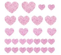 PATIKIL 4 Sizes Heart Rhinestone Patches, 26 Pcs Heart Shape Iron on Applique Patches Rhinestone Applique Glitter Crystal Patches Sewing for Shoes Clothes Pants Bags, Light Pink