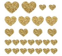 PATIKIL 4 Sizes Heart Rhinestone Patches, 26 Pcs Heart Shape Iron on Applique Patches Rhinestone Applique Glitter Crystal Patches Sewing for Shoes Clothes Pants Bags, Gold Tone