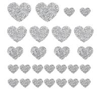PATIKIL 4 Sizes Heart Rhinestone Patches, 26 Pcs Heart Shape Iron on Applique Patches Rhinestone Applique Glitter Crystal Patches Sewing for Shoes Clothes Pants Bags, Silver White
