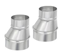 PATIKIL 4" to 3" Eccentric Duct Reducer, 2Pcs Galvanized Iron Ducting Connector Round Air Duct Adapter Pipe Fitting for Vent Inline Ventilation Bathroom Kitchen