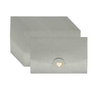 PATIKIL 4 x 3 Inch Mini Card Envelopes, 20Pcs Cute Envelopes Holder with Heart Patterns for Birthday Weddings Favors Business Greeting Cards, Silver White