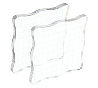 PATIKIL 4" x 4" Acrylic Stamp Block, 2 Pack Clear Stamping Block with Grid Lines Decorative Mounting Blocks Wave for Scrapbooking DIY Crafts Card Making