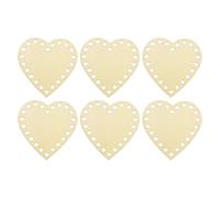 PATIKIL 4" x 4" Crochet Basket Bottom, 6Pcs Heart Shape Blank Crochet Knitting Wooden Base for DIY Craft Weaving Basket Making Supplies Home Decoration