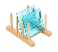 PATIKIL 4 x 4 Inch Transparent Stained Glass Sheets, 2 Sheets Art Mosaic Glass Variety Pack Tiles for Crafts Art Projects Supplies, Sea Blue Pattern