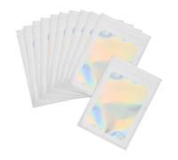 PATIKIL 4 x 6 Inch Holographic Packaging Bags, 100 Pcs Clear Window Resealable Food Storage Smell Proof Foil Pouch Bag for Small Business Party Favor Candy Jewelry, White
