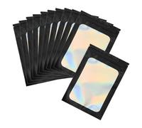 PATIKIL 4 x 6 Inch Holographic Packaging Bags, 100 Pcs Clear Window Resealable Food Storage Smell Proof Foil Pouch Bag for Small Business Party Favor Candy Jewelry, Black
