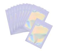 PATIKIL 4 x 6 Inch Holographic Packaging Bags, 50 Pcs Clear Window Resealable Food Storage Smell Proof Foil Pouch Bag for Small Business Party Favor Candy Jewelry, Purple