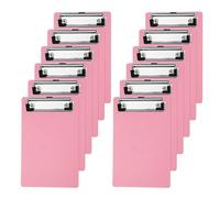 PATIKIL 4" x 6" Plastic Clear Hanging Clipboard A6 Transparent Clipboard Size 4.7" x 7.3" with Low Profile Metal Clip for Office Meeting Classroom Home, Pink,24Pcs