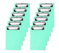 PATIKIL 4" x 6" Plastic Clear Hanging Clipboard A6 Transparent Clipboard Size 4.7" x 7.3" with Low Profile Metal Clip for Office Meeting Classroom Home, Green,24Pcs