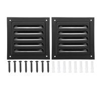 PATIKIL 4"x4" Aluminum Gable Vent, 2Pcs Exterior Wall Outlet Vent Square Soffit Vents HVAC Louver Air Grille with Built-in Screen for House Attic Garage Ceiling, Black