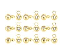 PATIKIL 40 Pcs 14K Gold-Plated Bail Beads, 3mm Spacer Beads Metal Loose Tube Ring Charm Hanger Links Connectors with Loop for Jewelry Making Bracelets Necklace, Light Gold Tone