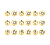 PATIKIL 40 Pcs 18K Stopper Positioning Spacer Beads, 3mm Metal Loose Adjustable Slider Clasps Round Beads for Bracelets Necklace Jewelry Making DIY Craft, Gold Tone