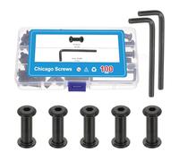 PATIKIL 40 Set Hex Chicago Screws Assorted Kit with Hex Wrench, M8x30mm Carbon Steel Rivets Binding Post Fasteners Screw for DIY Leather Craft Bookbinding, Black