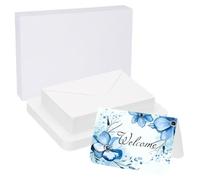 PATIKIL 40 Sets Pure Cotton Watercolor Cards 140lb/300 GSM Postcards Rounded Corners with Envelopes for Art Painting Creative Thank Notes, 4x6 Inch Foldable Size(White Box)
