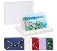 PATIKIL 40 Sets Pure Cotton Watercolor Cards 140lb/300 GSM Postcards Rounded Corners with Multicolor Envelopes for Art Painting Creative Thank Notes, 4x6 Inch Foldable Size(White Box)
