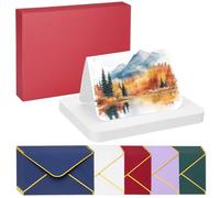 PATIKIL 40 Sets Pure Cotton Watercolor Cards 140lb/300 GSM Postcards Rounded Corners with Multicolor Envelopes for Art Painting Creative Thank Notes, 4x6 Inch Foldable Size(Red)