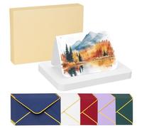 PATIKIL 40 Sets Pure Cotton Watercolor Cards 140lb/300 GSM Postcards Rounded Corners with Multicolor Envelopes for Art Painting Creative Thank Notes, 4x6 Inch Foldable Size(Yellow Box)