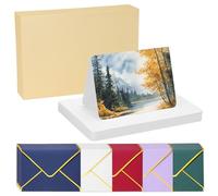PATIKIL 40 Sets Pure Cotton Watercolor Cards 140lb/300 GSM Postcards Rounded Corners with Multicolor Envelopes for Art Painting Creative Thank Notes, 5x7 Inch Foldable Size(Yellow Box)