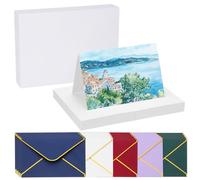 PATIKIL 40 Sets Pure Cotton Watercolor Cards 140lb/300 GSM Postcards with Multicolor Envelopes for Art Painting Creative Thank Notes, 4x6 Inch Foldable Size(White Box)