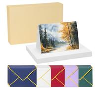 PATIKIL 40 Sets Pure Cotton Watercolor Cards 140lb/300 GSM Postcards with Multicolor Envelopes for Art Painting Creative Thank Notes, 5x7 Inch Foldable Size(Yellow Box)