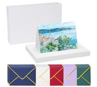 PATIKIL 40 Sets Pure Cotton Watercolor Cards 140lb/300 GSM Postcards with Multicolor Envelopes for Art Painting Creative Thank Notes, 5x7 Inch Foldable Size(White Box)