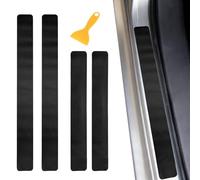 PATIKIL 400/600mm Car Door Sill Plate Protectors, 4Pcs Carbon Fiber Door Edge Step Dust Shield Cover Universal Vehicle Scratch Protection with Scrapers for Cars Trucks RV SUV, Light Black