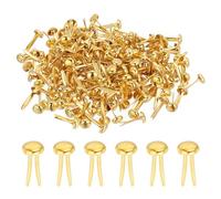 PATIKIL 400 PCS Paper Brass Fasteners Split Pins Pastel Mini Metal Brads Round Head Plated Fastener for Craft Art Scrapbooking DIY Supplies, Gold, 5 x 9 mm