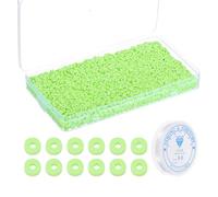PATIKIL 4000 Pcs Clay Beads Bracelet Making Kit, 4mm Flat Round Polymer Clay Spacer Beads Preppy Heishi Beads Disk with Elastic String for DIY Friendship Jewelry Making, Fluorescent Green