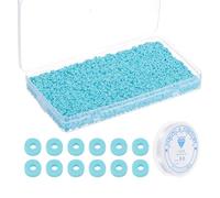 PATIKIL 4000 Pcs Clay Beads Bracelet Making Kit, 4mm Flat Round Polymer Clay Spacer Beads Preppy Heishi Beads Disk with Elastic String for DIY Friendship Jewelry Making, Light Blue