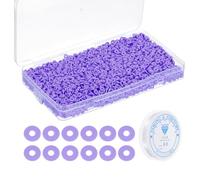 PATIKIL 4000 Pcs Clay Beads Bracelet Making Kit, 4mm Flat Round Polymer Clay Spacer Beads Preppy Heishi Beads Disk with Elastic String for DIY Friendship Jewelry Making, Purple