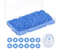 PATIKIL 4000 Pcs Clay Beads Bracelet Making Kit, 6mm Flat Round Polymer Clay Spacer Beads Preppy Heishi Beads Disk with Elastic String for DIY Friendship Jewelry Making, Navy Blue