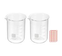 PATIKIL 400ml Glass Beaker, 2 Pack Measuring Glass Beaker Graduated Borosilicate Lab Cups Mug Low Form Heat Safe Transparent with Spout Label for Laboratory Science Kitchen Liquids