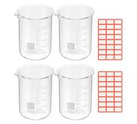 PATIKIL 400ml Glass Beaker, 4 Pack Measuring Glass Beaker Graduated Borosilicate Lab Cups Mug Low Form Heat Safe Transparent with Spout Label for Laboratory Science Kitchen Liquids