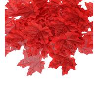 PATIKIL 400Pcs Fall Leaves 8.4cm Colored Mixed Fake Leaves Artificial Maple Leaf Decorations for Halloween Thanksgiving Day Wedding Party Craft Prop Holiday, Red