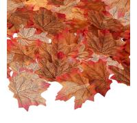 PATIKIL 400Pcs Fall Leaves 8.4cm Colored Mixed Fake Leaves Artificial Maple Leaf Decorations for Halloween Thanksgiving Day Wedding Party Craft Prop Holiday, Brown
