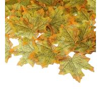 PATIKIL 400Pcs Fall Leaves 8.4cm Colored Mixed Fake Leaves Artificial Maple Leaf Decorations for Halloween Thanksgiving Day Wedding Party Craft Prop Holiday, Green
