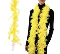 PATIKIL 40g 2 Yards Feather Boa, Costume Turkey Chandelle Feathers Boa for Crafting Dancing Wedding Party Dress Up Christmas Decoration, Yellow