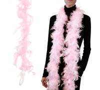 PATIKIL 40g 2 Yards Feather Boa, Costume Turkey Chandelle Feathers Boa for Crafting Dancing Wedding Party Dress Up Christmas Decoration, Pink