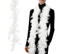PATIKIL 40g 2 Yards Feather Boa, Costume Turkey Chandelle Feathers Boa for Crafting Dancing Wedding Party Dress Up Christmas Decoration, White