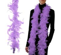 PATIKIL 40g 2 Yards Feather Boa, Costume Turkey Chandelle Feathers Boa for Crafting Dancing Wedding Party Dress Up Christmas Decoration, Light Purple