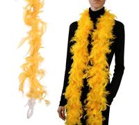 PATIKIL 40g 2 Yards Feather Boa, Costume Turkey Chandelle Feathers Boa for Crafting Dancing Wedding Party Dress Up Christmas Decoration, Gold
