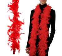 PATIKIL 40g 2 Yards Feather Boa, Costume Turkey Chandelle Feathers Boa for Crafting Dancing Wedding Party Dress Up Christmas Decoration, Red