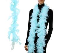 PATIKIL 40g 2 Yards Feather Boa, Costume Turkey Chandelle Feathers Boa for Crafting Dancing Wedding Party Dress Up Christmas Decoration, Sky Blue
