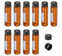 PATIKIL 40ml Autosampler Vial, 200 Pack Pre-Slit Septa HPLC/GC Vials 9-425 Lab Amber Vials Sample Vial with Black Screw Cap Writing Patch PTFE Silicone for LC Stamper
