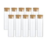 PATIKIL 40ml Test Tubes, 10pcs 3.15x0.98in Glass Clear Flat Bottom Test Tube Containers with Cork Stopper for Bead Party Candy Bath Salt Storage Scientific Experiment Plant Propagation