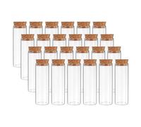 PATIKIL 40ml Test Tubes, 24pcs 3.15x1.18 Glass Clear Flat Bottom Test Tube Containers with Cork Stopper for Bead Party Candy Bath Salt Storage Scientific Experiment Plant Propagation